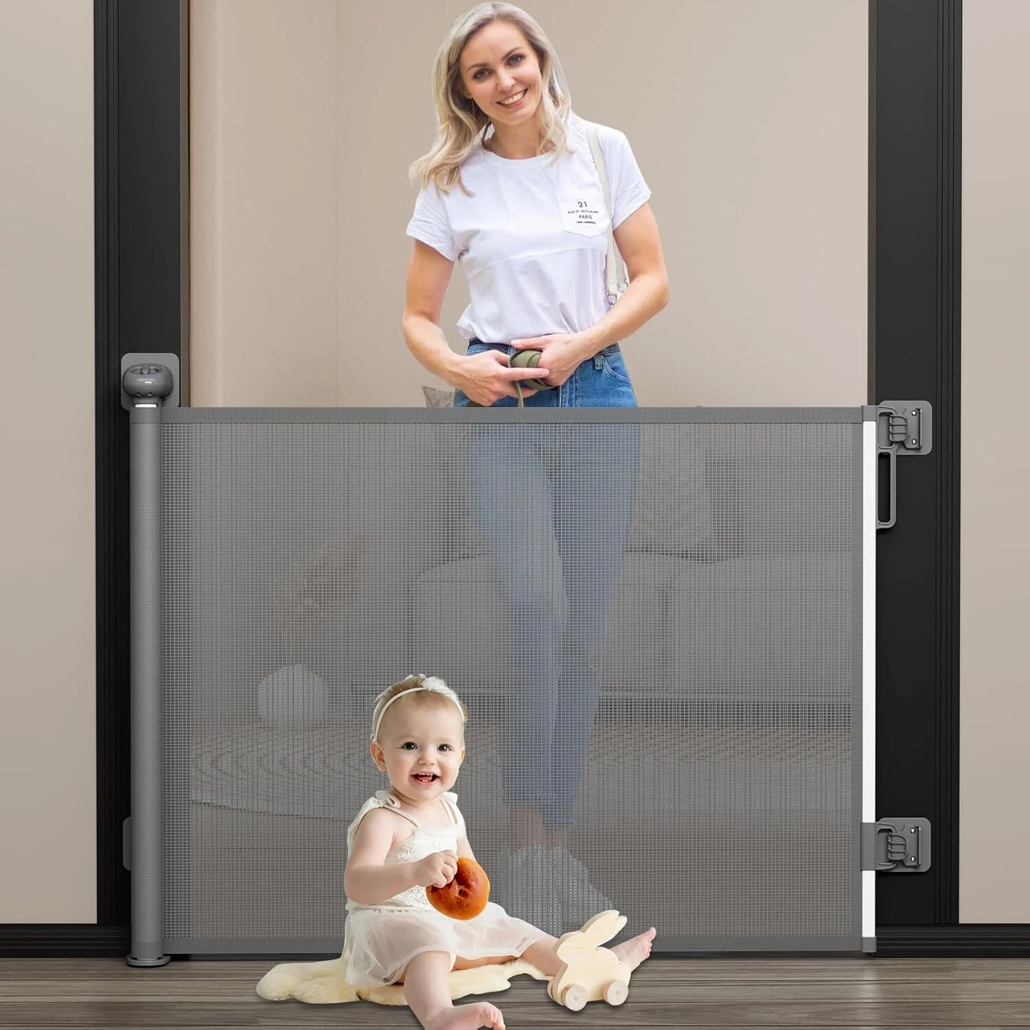Baby Gate for Stairs No Drill, Punch Free Retractable Baby Gates Extends
Opens in a new window or ta