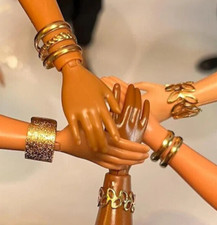 5 pcs set golden silver metal bracelets for 1:6 doll miniature fashion jewelry