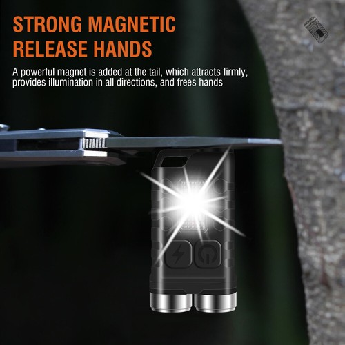 Mini COB Work Light Rechargeable LED Flashlight Portable Keychain Torch Lamp - Picture 10 of 24