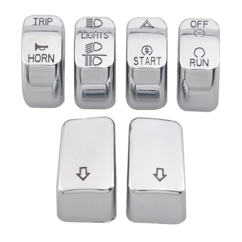 6PCS Chrome Switch Button Housing Cover Caps For Harley Softail Dyna Wide Glide - Picture 16 of 18