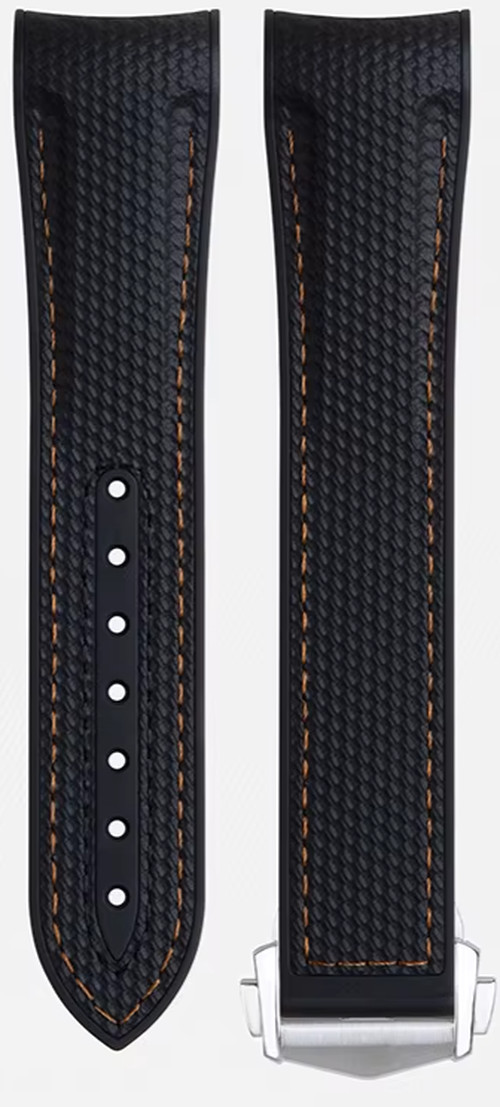 21mm FKM Rubber Watch Strap Fits Omega Seamaster Planet Ocean 600M