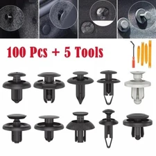 100Pcs Car Retainer Auto Fasteners Plastic Clips Pin Rivet Bumper Kit with pry