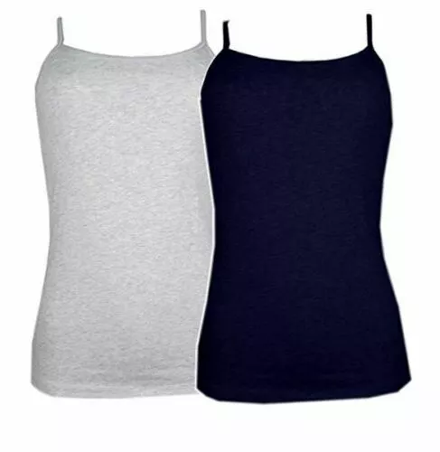 2 Pack Maidenform Cotton Stretch Camisole-Built-In Shelf Bra -Navy