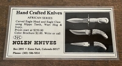 NOLEN KNIVES FRIDGE SAFE MAGNET. VINTAGE KNIFE CATALOG AD AFRICAN SERIES
