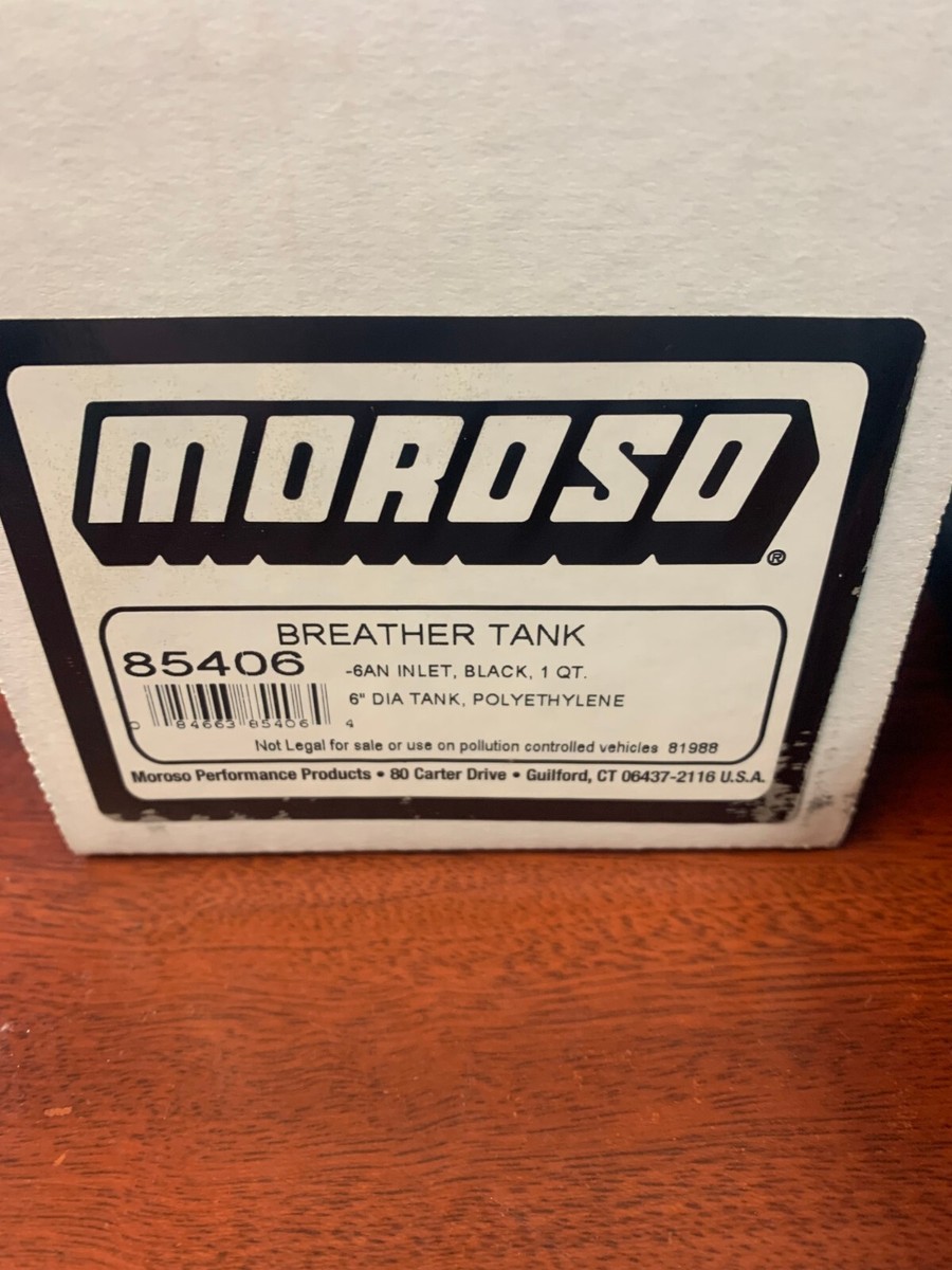 Moroso 1qt Breather Tank w/6an Inlet Black Polyethylene Moroso 1qt Breather Tank w/6an Inlet Black Polyethylene