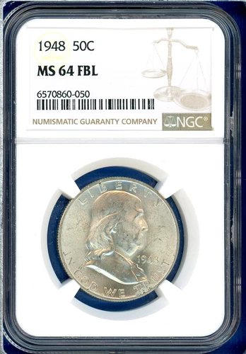 1948 P NGC MS64 FBL Franklin Silver Half Dollar US Mint Coin 1948-P MS-64 FBL