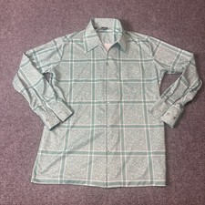 Vintage Joel California Shirt Mens Large Green Disco Retro VTG 70s Plaid