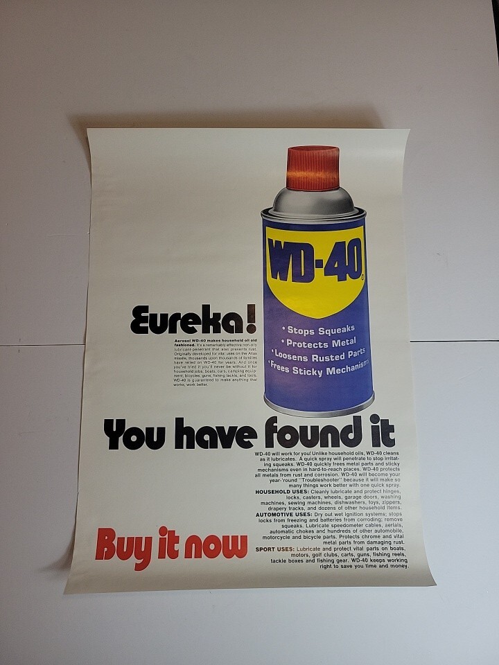 Rare NOS WD40 Poster Original Large 24