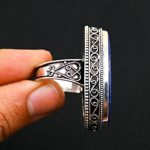 Natural Lapis Lazuli Gemstone Handmade 925 Sterling Silver Ring Jewelry For Gift - Picture 4 of 4