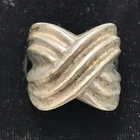 Vintage   Mexico   925 Sterling  SIlver  Heavy  Domed X Design   Ring sz  8