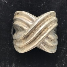 Vintage  Mexico  925 Sterling SIlver Heavy Domed X Design  Ring sz 8