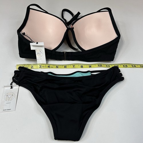 NEW Shade & Shore Bikini Set 34D Light Lift XS Cheeky Black Blue Pink #3004 - Picture 4 of 6