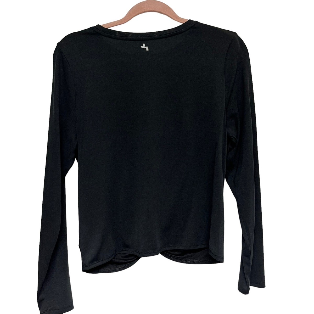 Joy Lab Womens Athletic Workout Shirt Top Black Twist-Front