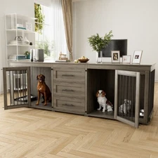 94.5"/72" Indoor Large Dog Kennel Furniture TV Stand Dogs Crate Cages Furniture