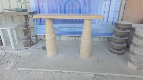 Tavolo consolle in travertino, tavolo da sala, tavolo da ingresso, tavolo d'accento con supporto - Video 1 di 1