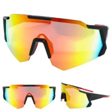 OVERSIZE SPORTY WRAP AROUND Biker Cycling Fishing Shield SUNGLASSES Big Frame C1