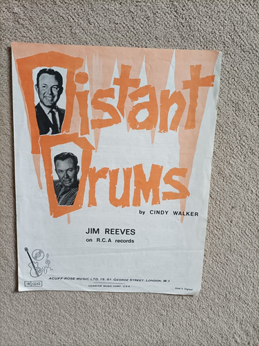 Vintage Sheet Music - Distant Drums - Jim Reeves