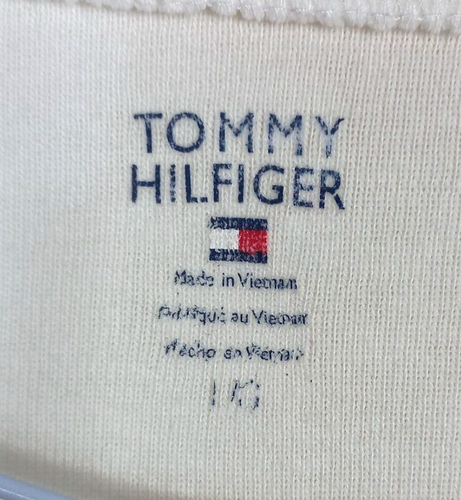 Tommy Hilfiger Large White Diamante V Neck Short Sleeve T Shirt Top Designer - Picture 4 of 7