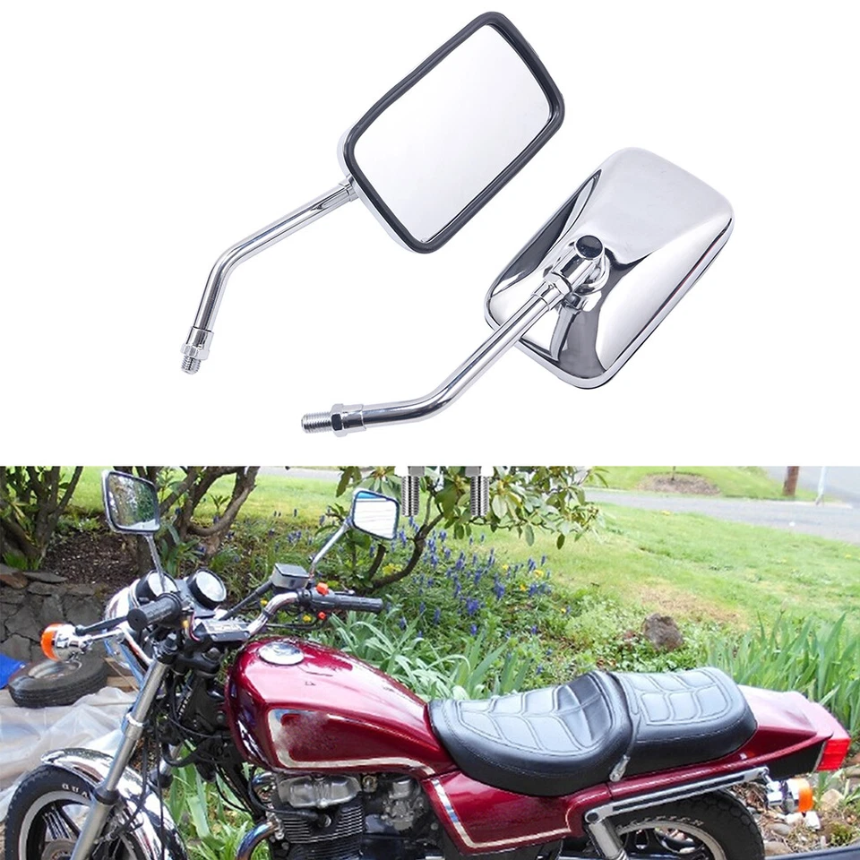 Espejos retrovisores laterales universales de extremo de manillar de 10 mm para motocicleta Honda Yamaha Foto 3 de 4