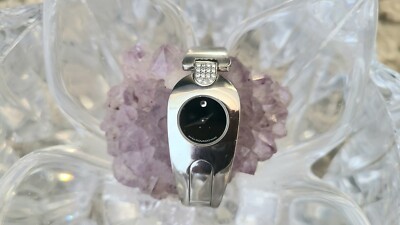 Movado Timema Steel Pave Diamond Black Dial Swiss Quartz Ladies