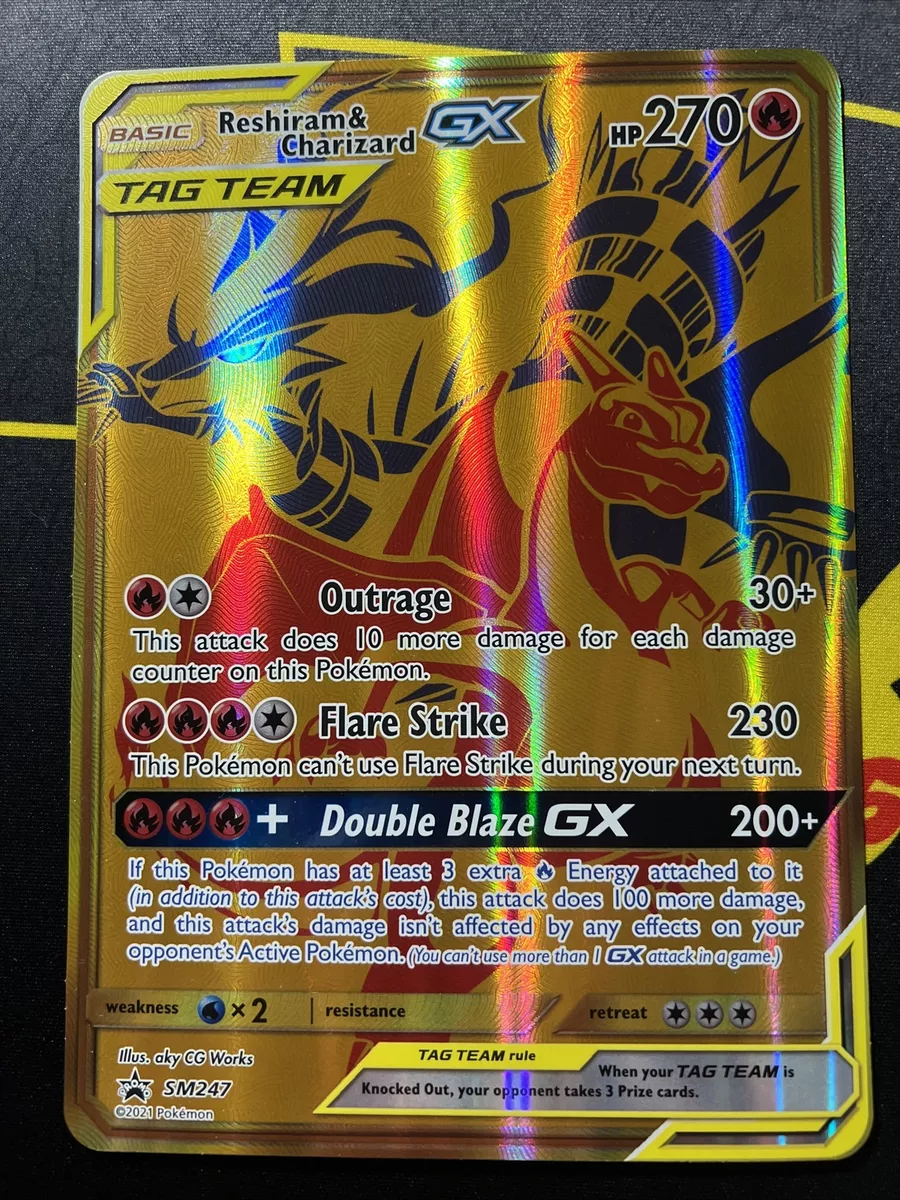 Reshiram & Charizard GX - SM247 Gold Full Art Ultra Rare Promo