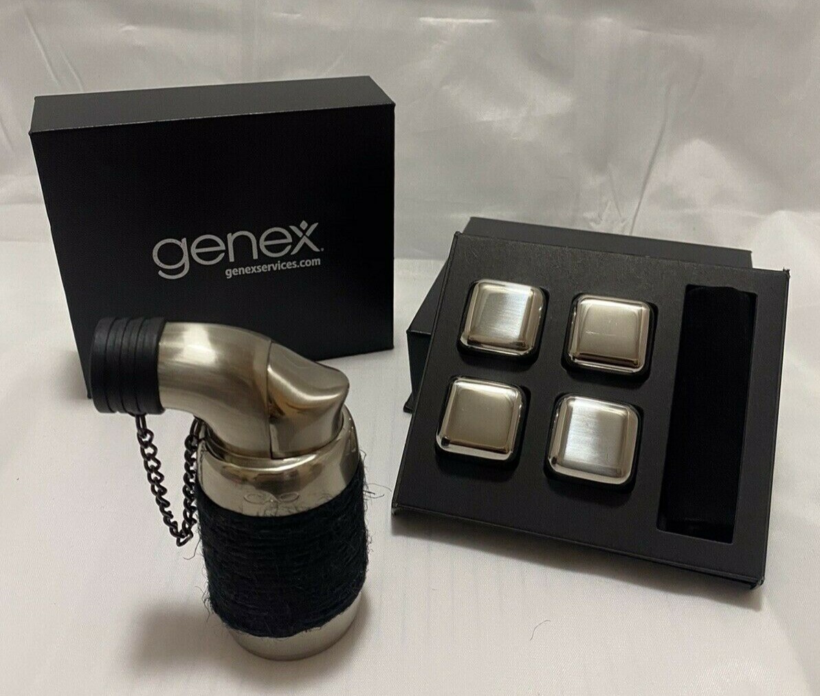 & Stainless Steel Reusable Ice Cube Whiskey Stones.