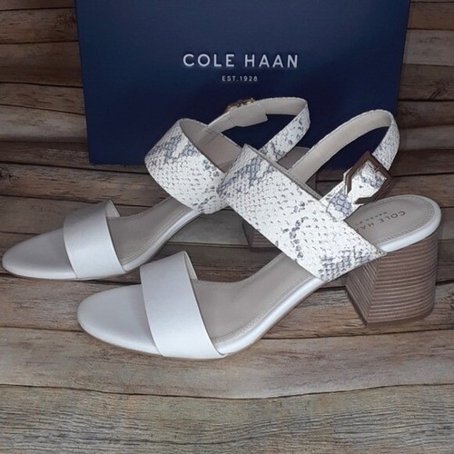 Cole Haan Womens 10M Avani City Leather Snakeskin Sandal Ivory NWB - Picture 4 of 7