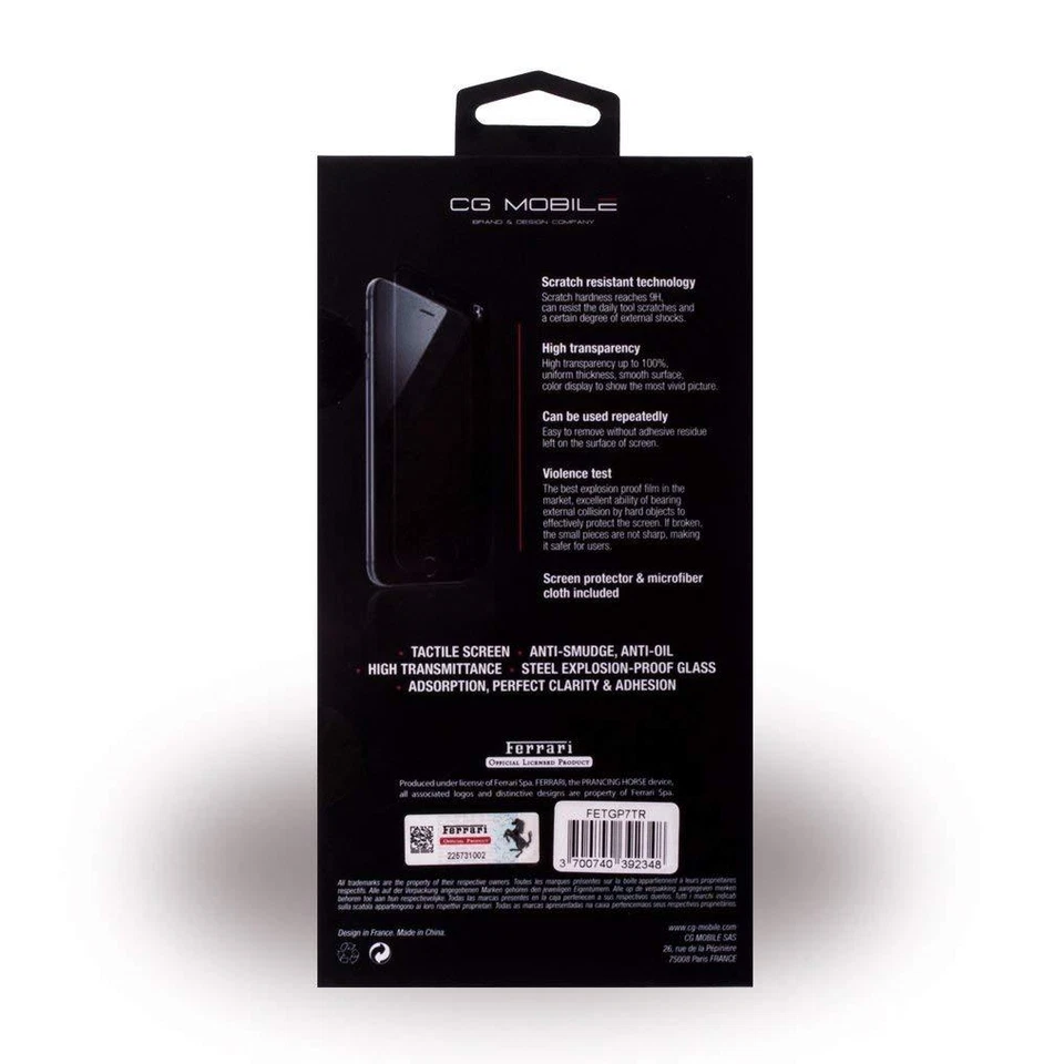 Funda protectora de pantalla Ferrari con logotipo para Apple iPhone 8 Plus/7 Plus - transparente Foto 3 de 4