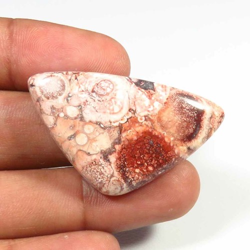 NATURAL BIRD EYE JASPER CABOCHON 38X23 MM TRILLION SHAPE GEMSTONE LOOSE BJ-07 - Picture 2 of 5