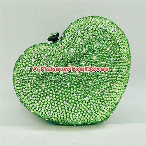 Crystal Love Heart Shaped Party Evening Wedding Bridal Clutch Bag Minaudiere C34 - Picture 13 of 13