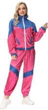 Windbreaker Set Women Tracksuit Costume ColorBlock 2pc Jacket Pants XL X-Large