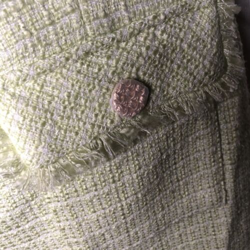 Endless Rose Signature Tweed Green Mini Dress Large SS Raw Edges Classic Chic - Picture 9 of 20