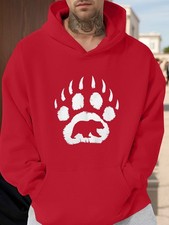 Men'S Hooded Sweatshirt in Plus Size Featuring an Illustration of a Bear Paw Pri