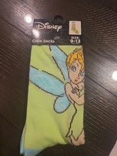 Disney Tinker Bell Crew Socks Size 9-13 NWT