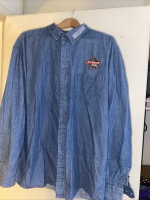 Bullhide Montecarlo PBR LS staff Denim Shirt Western Cowboy Rancher Bull Riding