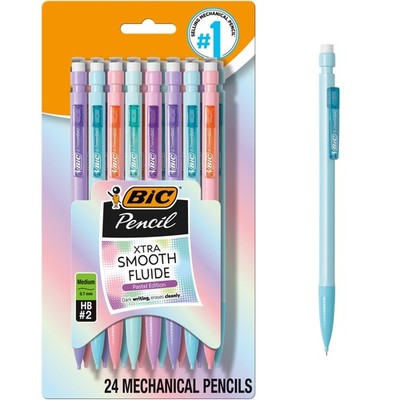 BIC Xtra-Smooth Pastel 24 Count (Pack of 1), Graphite Lead; Barrels