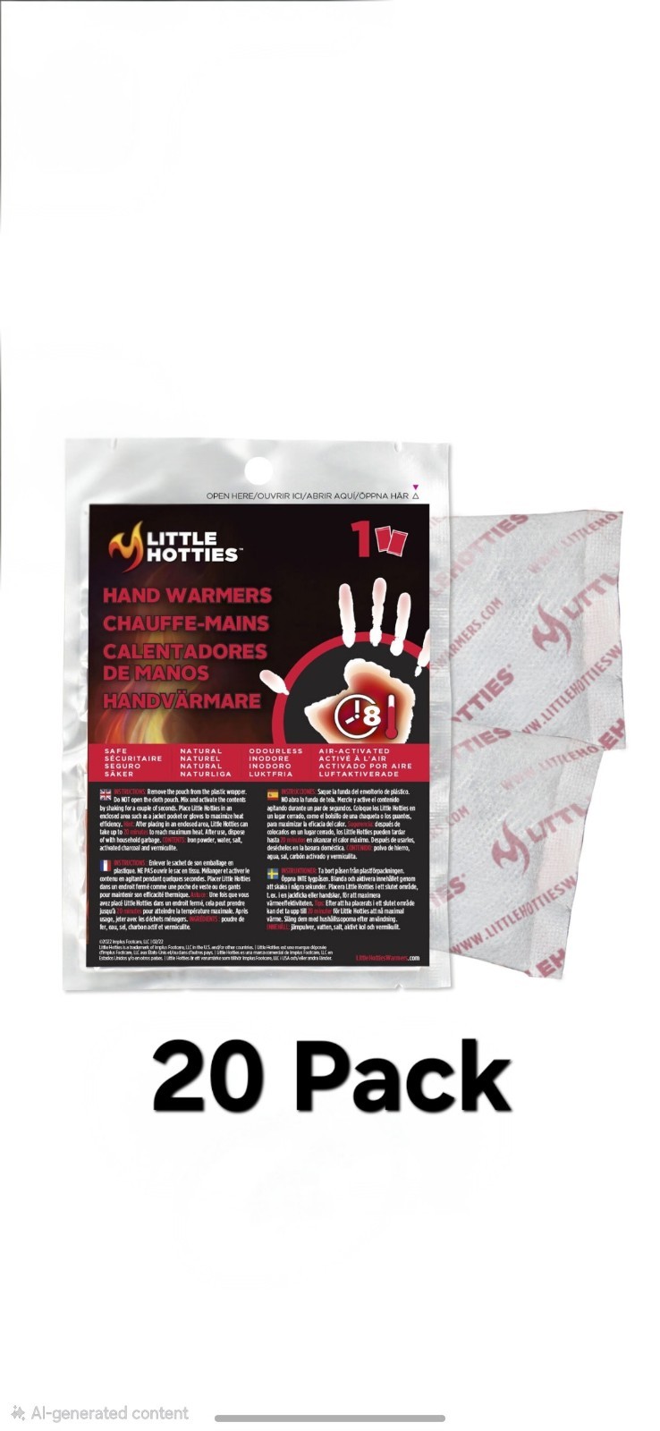 20x Pair Little Hotties Hand Warmers Winter Season Pocket Glove Heat Source