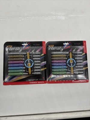 2 Pack  BIC Intensity Metallic Permanent 1 Count (Pack of 8), Assorted Colors