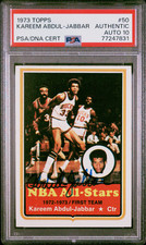 1973 Topps Kareem Abdul-Jabbar Signed Basketball Card Certified PSA/DNA 10 Auto