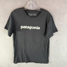 Patagonia Mens Shirt M Black Slim Fit 100% Organic Cotton Made In USA Spellout