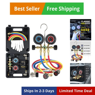 #ad AC R134a R22 R12 R502 A C Diagnostic Manifold Gauge Set with 5FT Hose Couple... $106.79
