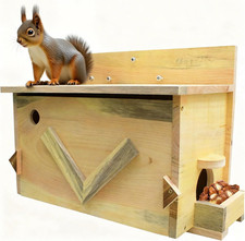 Large Solid Wood Squirrel House - Handmade All-Weather Outdoor Nesting Box to We