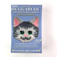 MCG Textiles Latch Hook Huggables Shaped Pillow Kit Kitty Cat 12" x 12" New