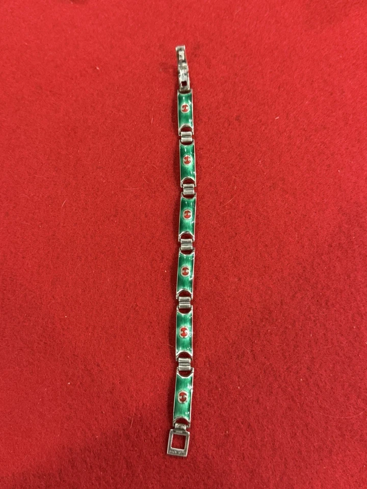 Raro Brazalete de Eslabones Gucci Esmalte G Entrelazado Esterlina 925 Años 60 De Colección ¡GUAU! Foto 4 de 4