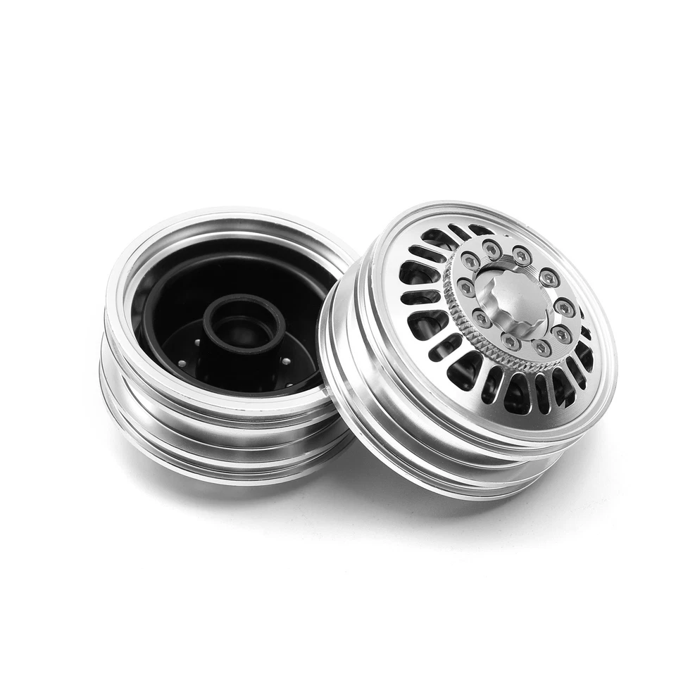 1 Pair Metal Wheel Rim Front Wheel Hub For 1/14 Tamiya Tractor RC Car CNC Part - Image 3 of 4