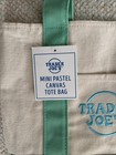 2026 TRADER JOE’S MINI PASTEL CANVAS TOTE BAG * GREEN * T 2512 — photo 2