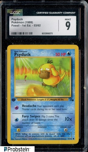 1999 Pokemon Fossil 1st Edition #53 Psyduck CGC 9 MINT