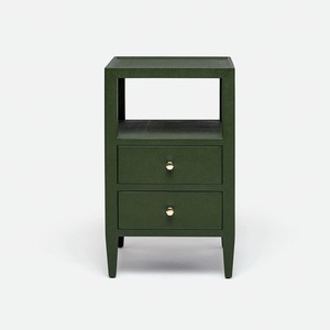 Made Goods Jarin Nightstand, Moss Faux Belgian Linen Finish (Retail $2,240)