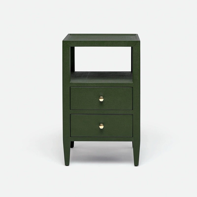 Made Goods Jarin Nightstand, Moss Faux Belgian Linen Finish (Retail $2,240)