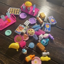 Lot Of Barbie Doll Food Kitchen  Accessories LOT clip in or on 44 Pieces